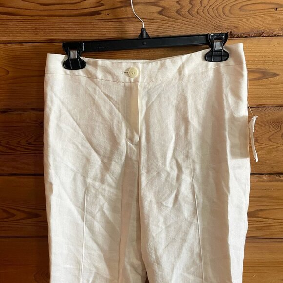 NWT Jones New York Womens White Linen Blend Straight Leg Pants Size 2 Petite - Picture 4 of 10